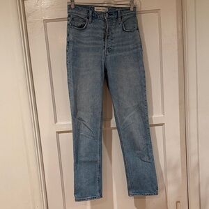 Denim Forum The Arlo High Rise Straight Light Blue High Rise Jeans